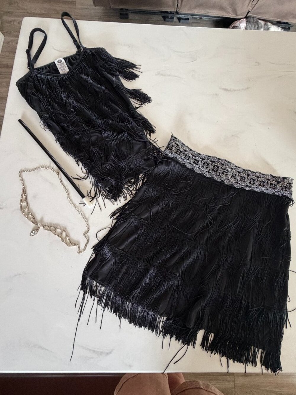 Spirit Halloween Black Flapper Costume Adult Small/Medium Fringe 1920s Gatsby Co - Picture 2 of 9
